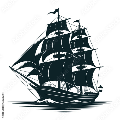 sailing ship isolated on white