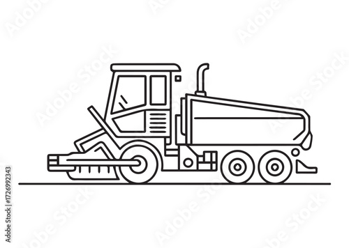 Road paver truck line art vector