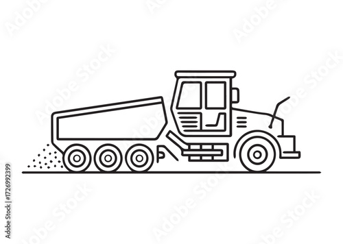 Road paver truck line art vector