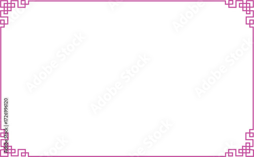 A striking magenta decorative border with a repeating geometric motif at the corners, isolated on a white background, ideal for creating elegant borders for various projects