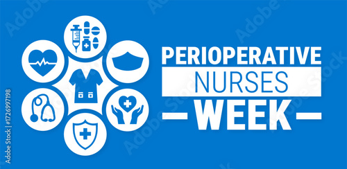Perioperative Nurses Week background, banner, card or poster design template is observed every year during November, to raise awareness about the mission. Vector illustration.