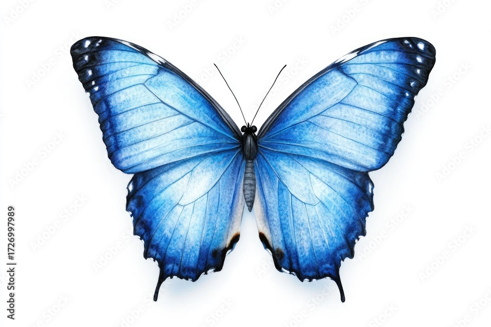 Obraz premium Vibrant blue and orange butterfly with detailed wings and antennae
