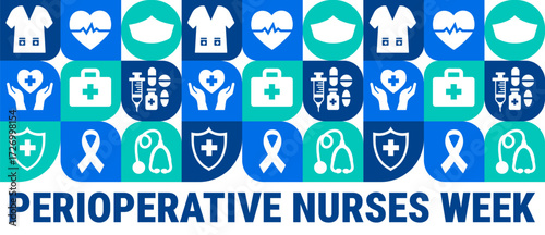 Perioperative Nurses Week Geometric shape pattern background, banner, card or poster design template is observed every year during November, to raise awareness about the mission. Vector illustration.