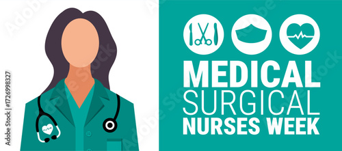 medical surgical nurses week background, banner, card or poster design template is observed every year during November, to raise awareness about the mission. Vector illustration.