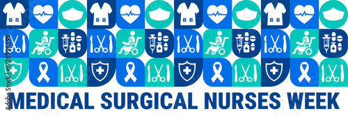 medical surgical nurses week Geometric shape pattern background, banner, card or poster design template is observed every year during November, to raise awareness about the mission.