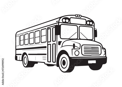 School bus line art vector
