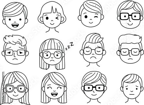set of cartoon faces