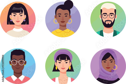 set of  faces