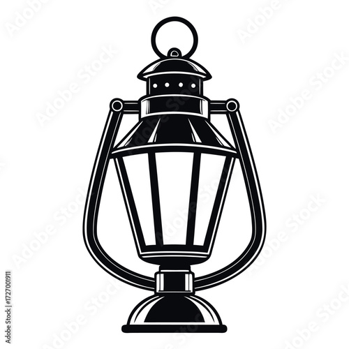 Black Colour lantern Vector Illustration, Solid White Background (1).eps