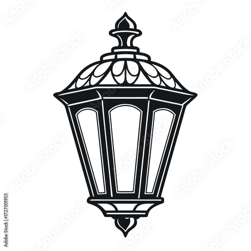 Black Colour lantern Vector Illustration, Solid White Background (2).eps