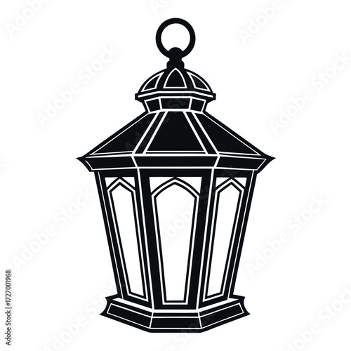 Black Colour lantern Vector Illustration, Solid White Background (3).eps