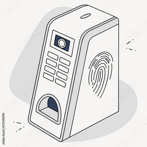 Biometric scanner concept with fingerprint reader and keypad for secure access