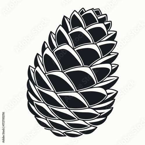 Black Colour pinecone Vector Illustration, Solid White Background (3).eps