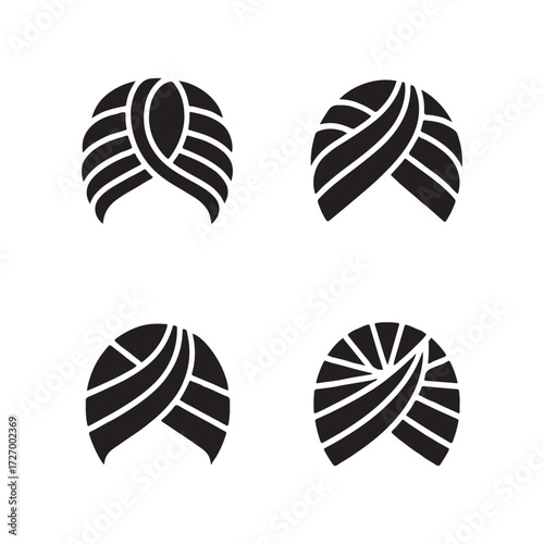 Modern Turban Wrap Solid Icons Set