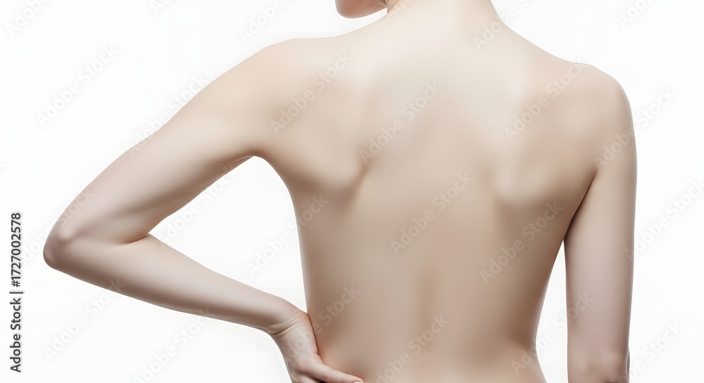 Naklejka premium A smooth, nude back and arm in bright light showing skin texture