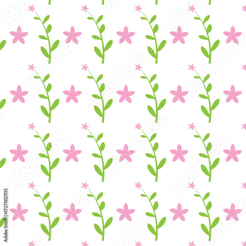 seamless pattern with pink flowers