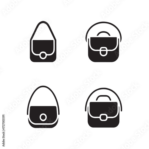 Crossbody Bag Solid Icons Set