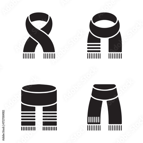 Ethnic Scarf Solid Icons Set Pack