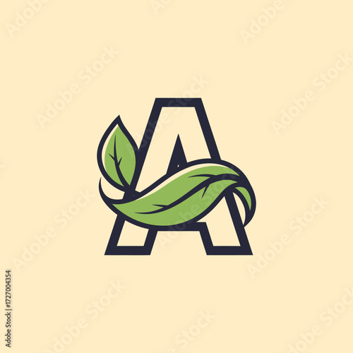 A stylized letter A logo with green leaves, representing nature and organic elements.