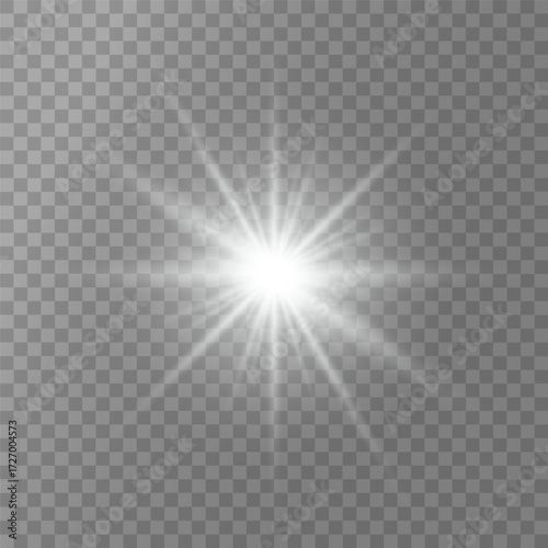 Lens Flare, light glow effect. sun or realistic shining star with backlight effect. bokeh glitter and sparkles or sparkles on transparent background.
