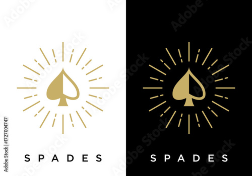 spade logo icon vector with spark circle