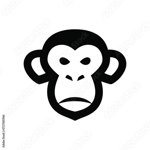 Stylized Monkey Face A Simplified Silhouette for Modern Appeal