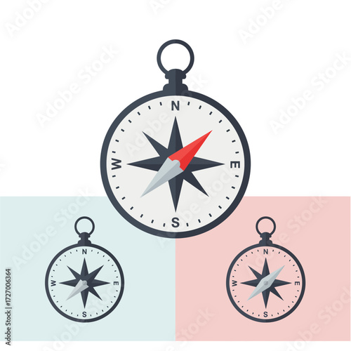 A detailed illustration of a compass, showing the cardinal directions and a needle pointing north.