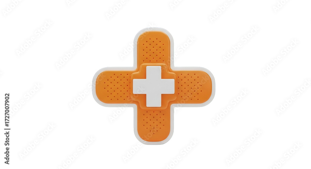 Fototapeta premium Illustration of bandage strips arranged in a cross shape on a plain background. Simple graphic.
