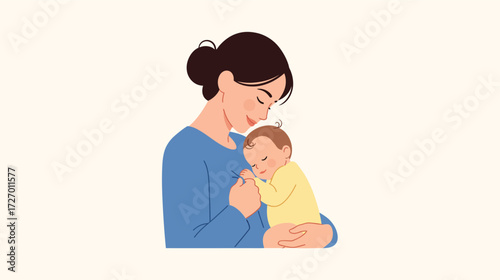 Mother and baby, loving embrace, tender moment, nurturing care, family bond