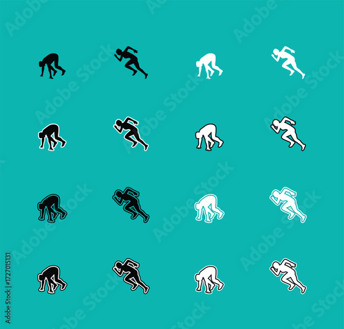 Collection of Runner Sport Silhouettes A set of vector person running, jogging, and sprinting. Perfect for sports graphics, fitness apps, and athletic apparel designs.