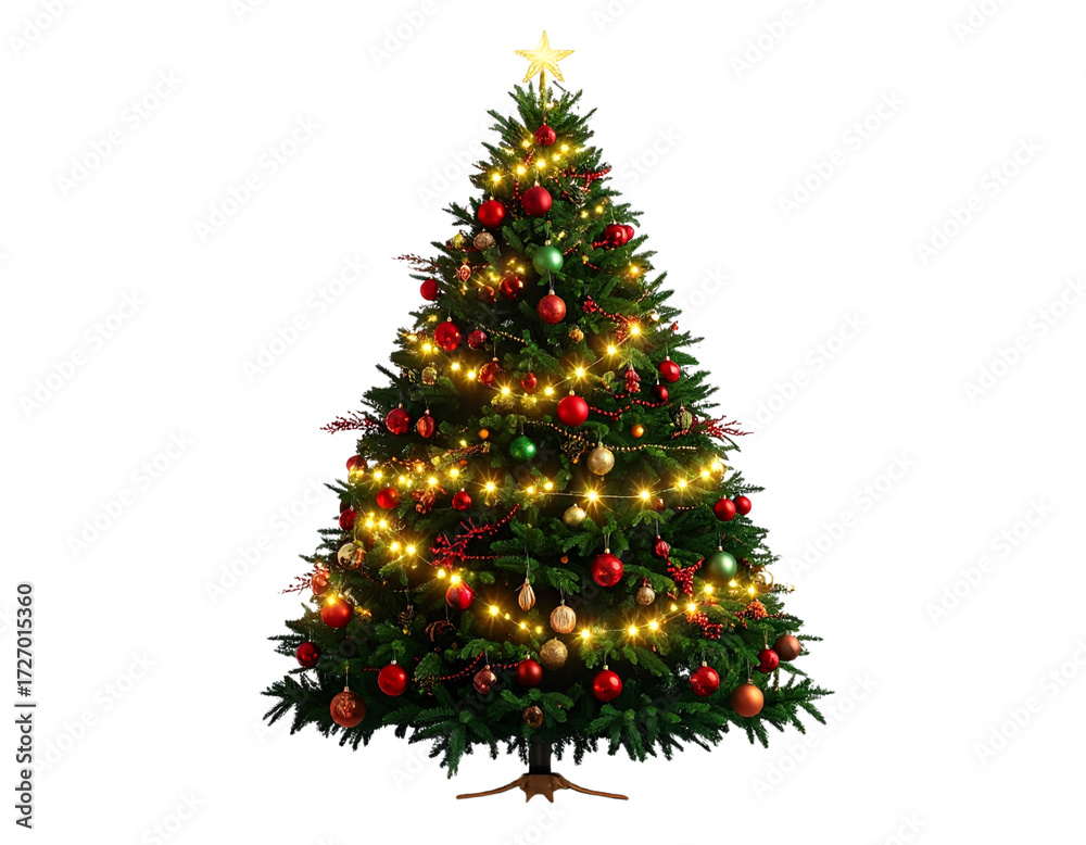 Fototapeta premium Festive Holiday Christmas Tree, Transparent PNG