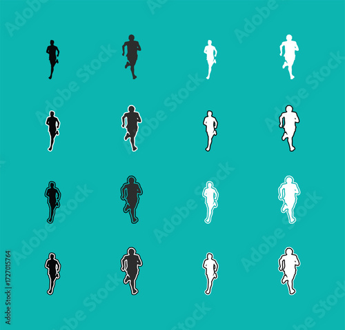 Collection of Runner Sport Silhouettes A set of vector person running, jogging, and sprinting. Perfect for sports graphics, fitness apps, and athletic apparel designs.