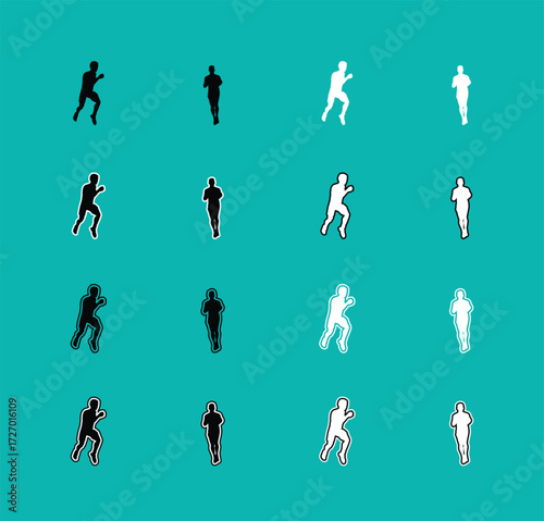 Collection of Runner Sport Silhouettes A set of vector person running, jogging, and sprinting. Perfect for sports graphics, fitness apps, and athletic apparel designs.