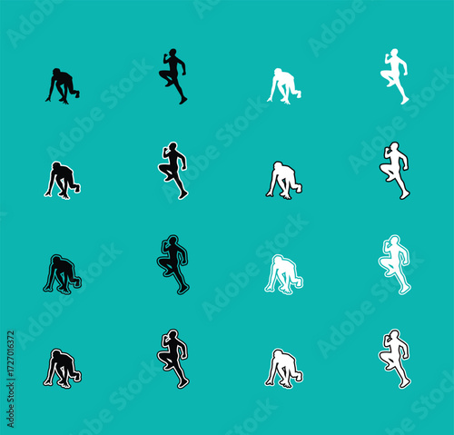 Collection of Runner Sport Silhouettes A set of vector person running, jogging, and sprinting. Perfect for sports graphics, fitness apps, and athletic apparel designs.