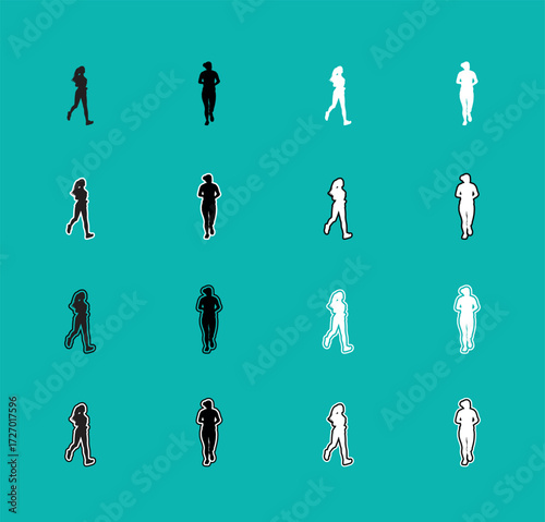 Collection of Runner Sport Silhouettes A set of vector person running, jogging, and sprinting. Perfect for sports graphics, fitness apps, and athletic apparel designs.
