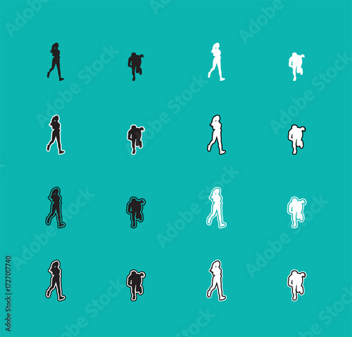 Collection of Runner Sport Silhouettes A set of vector person running, jogging, and sprinting. Perfect for sports graphics, fitness apps, and athletic apparel designs.