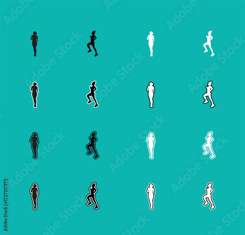 Collection of Runner Sport Silhouettes A set of vector person running, jogging, and sprinting. Perfect for sports graphics, fitness apps, and athletic apparel designs.