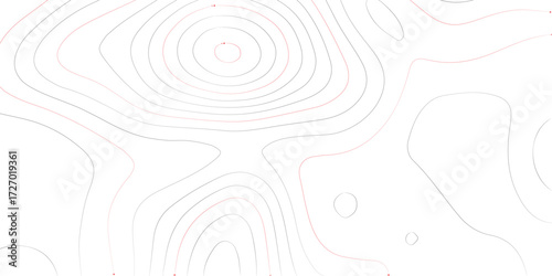Vector art of topographic map featuring contour lines to illustrate elevation and terrain, providing a detailed representation of geographical features