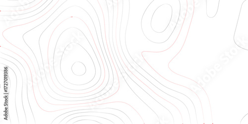 Vector art of topographic map showing contour lines, representing elevation changes and terrain features in a clear and concise manner