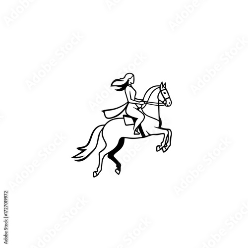 Wallpaper Mural Black and white line art of a beautiful woman with perfect body riding horse elegant minimalist illustration Torontodigital.ca