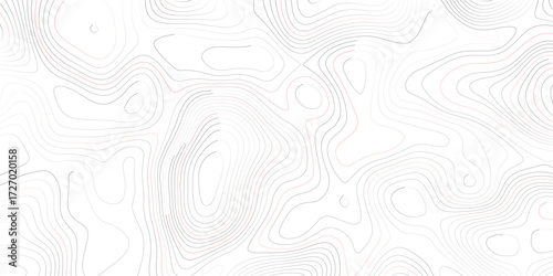 Vector art of detailed topographic map with intricate contour lines, showcasing varying elevations and complex terrain formations with precision