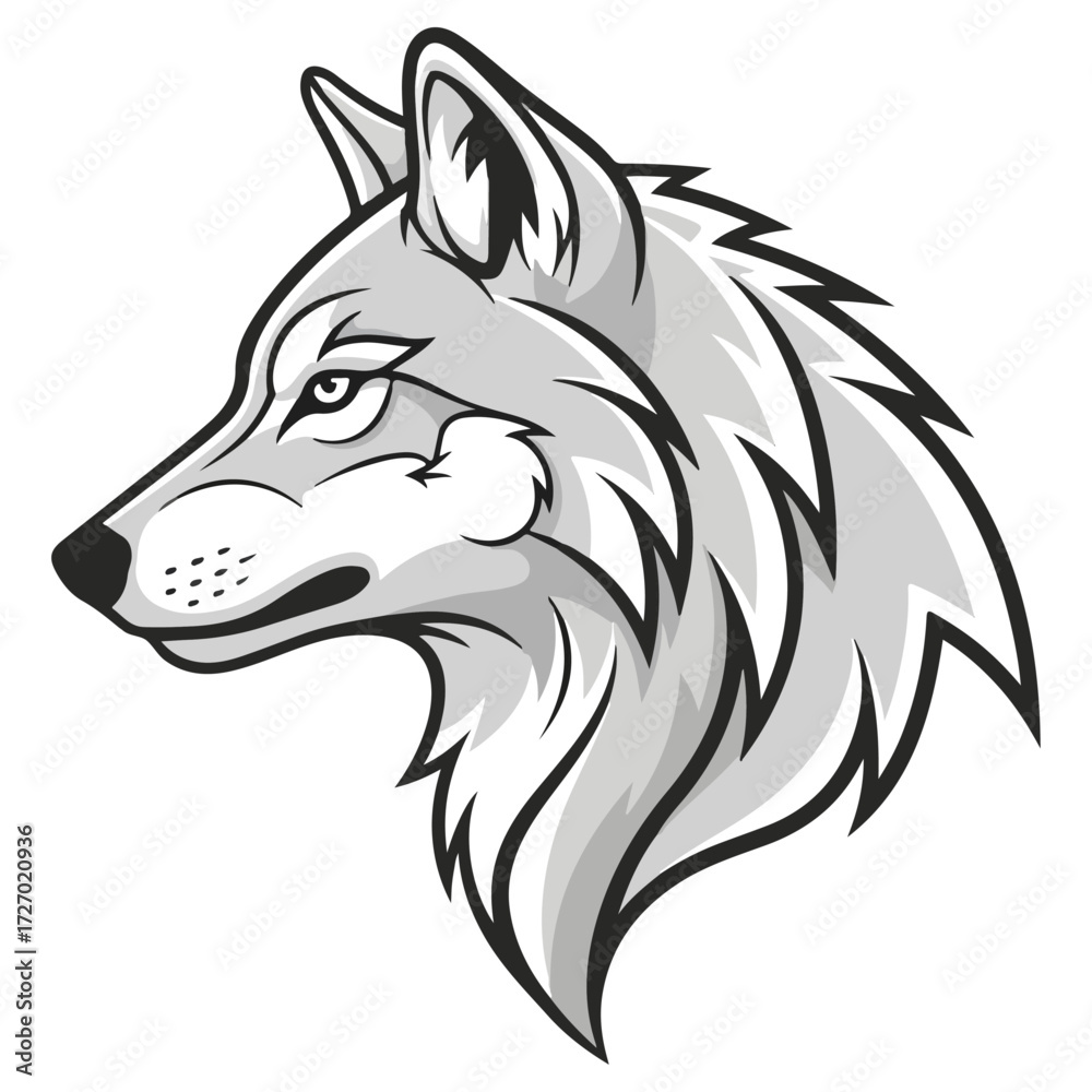 Naklejka premium Wolf Head Profile Depicting Strength and Focus.