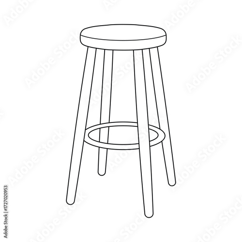 Hand drawn Kids drawing Cartoon Vector illustration bar stool icon Isolated on White Background