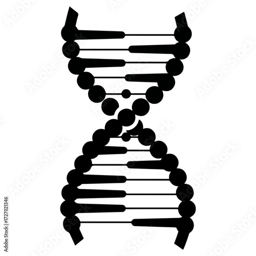 DNA Double Helix Abstract Illustration in Black and White.
