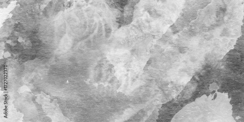 Gray smoke on black or white color abstract watercolor background, black and white paint color silhouettes of woods,  abstract stormy waves and spray in painted texture with soft blurred white fog.