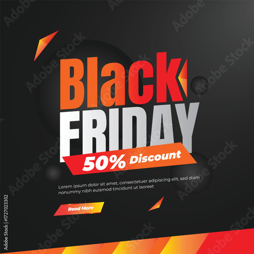 Black Friday Sale with 50% Discount vector banner template