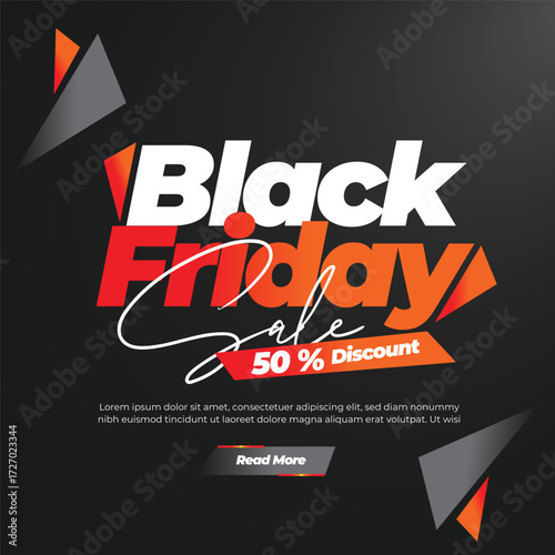 Black Friday Sale with 50% Discount vector banner template