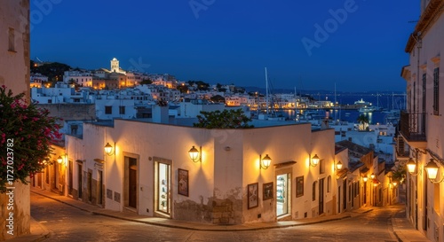Mediterranean town at dusk