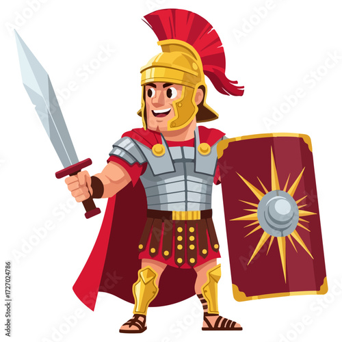 Roman soldier in full regalia, ready for battle, historical figure, ancient warrior, military figure, historical reenactment.
