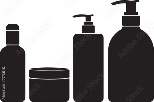Cosmetic bottle mockup silhouettes set skin care products packaging design elements